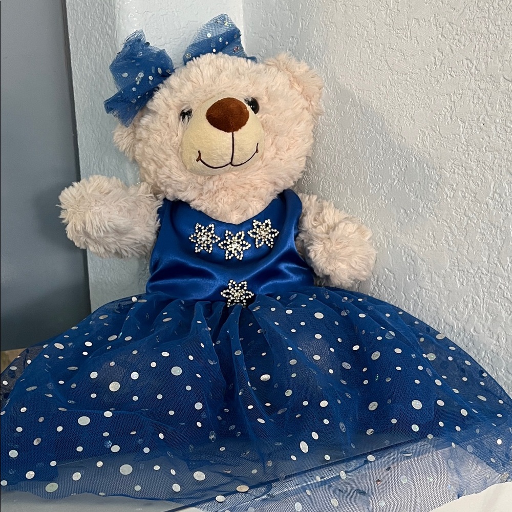 Blue Polka Dot Dress  Teddy Bear